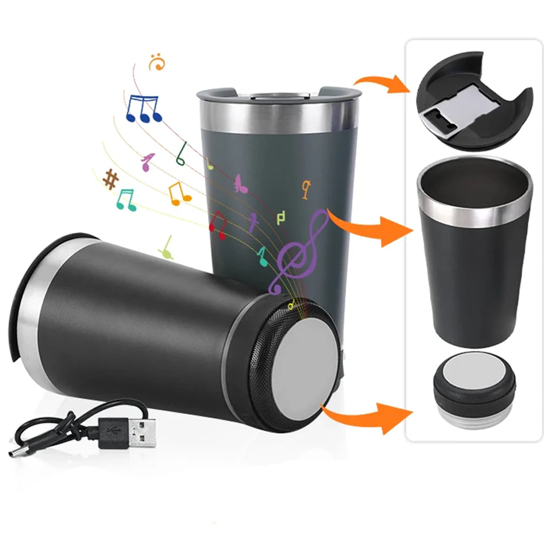 Vaso térmico con bocina bluetooth